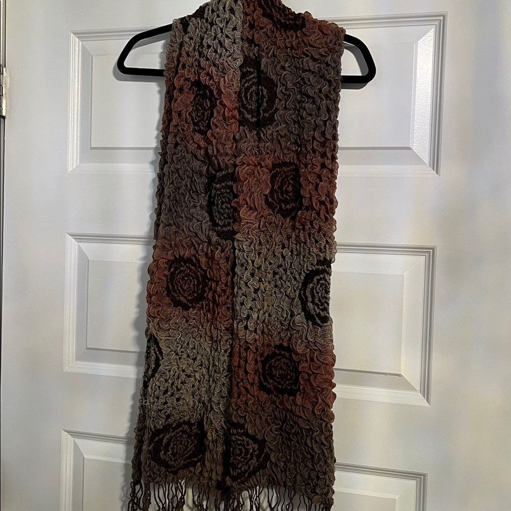 Multicolor Floral Design Knit Scarf